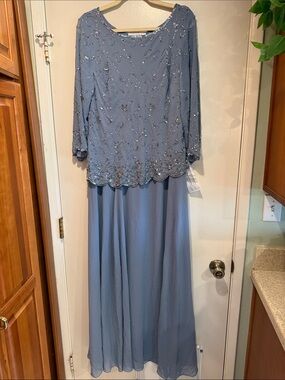 J Kara Womens Beaded Scallop Bodice Asymmetrical Gown - 16